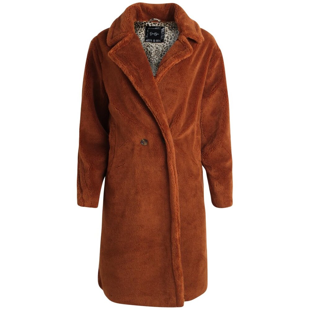 Women's Full Length Double Breasted Sherpa Fleece Peacoat